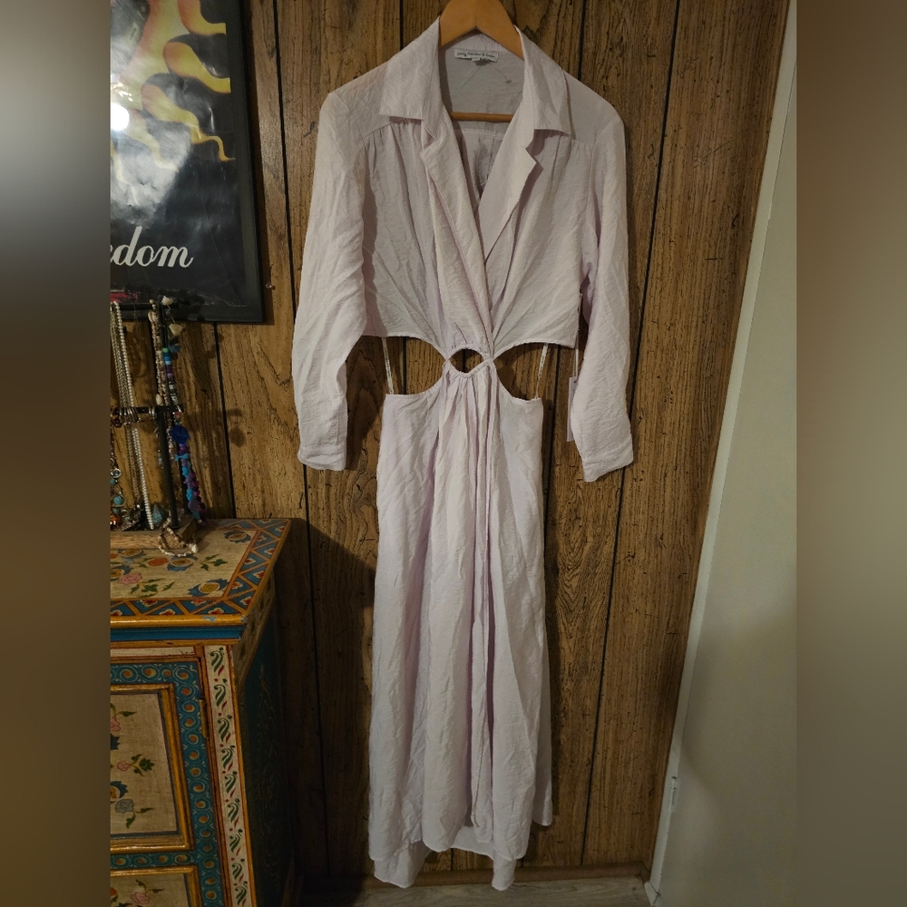 NWT YOUNG FABULOUS & BROKE X REVOLVE Pale Pink Derby Cut Out Maxi Dress - Medium - Picture 4 of 10